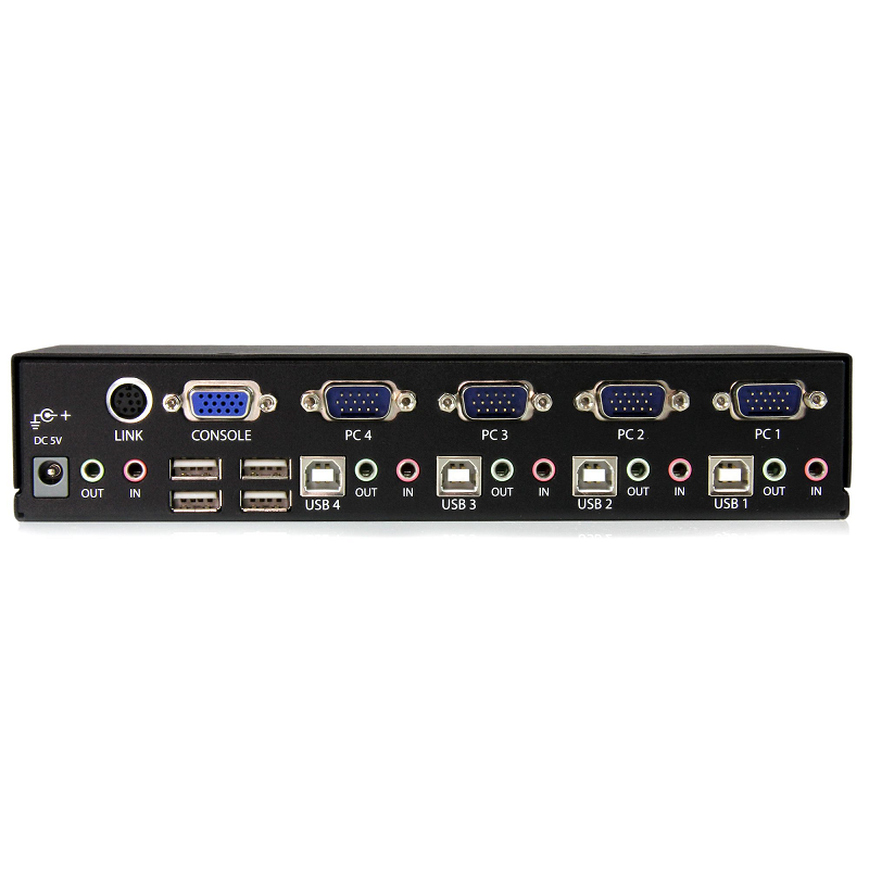 StarTech SV431USBAEGB 4 Port Rack Mountable USB KVM Switch with Audio & USB Hub